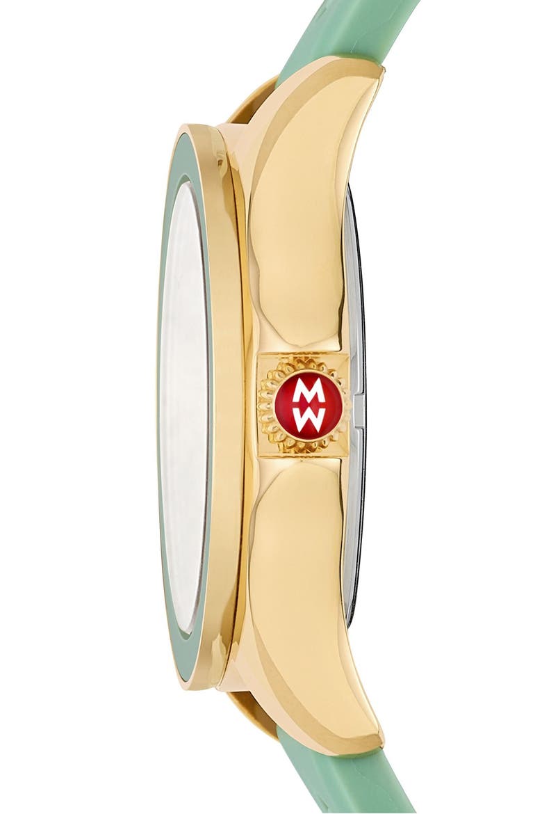 Cape Topaz Dial Watch Head & Silicone Strap, 40mm, Alternate, color, MINT/ GOLD