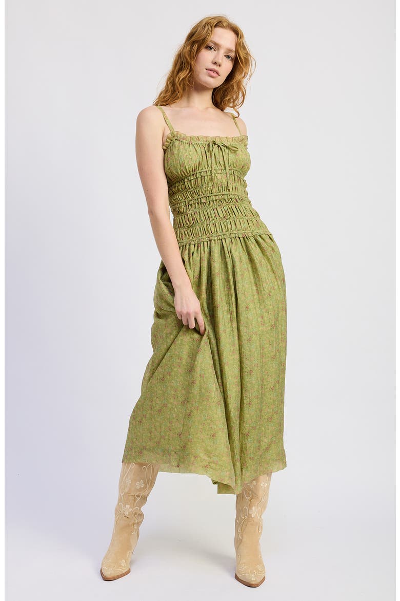 Jenny Midi Dress, Alternate, color, LIGHT GREEN DITSY