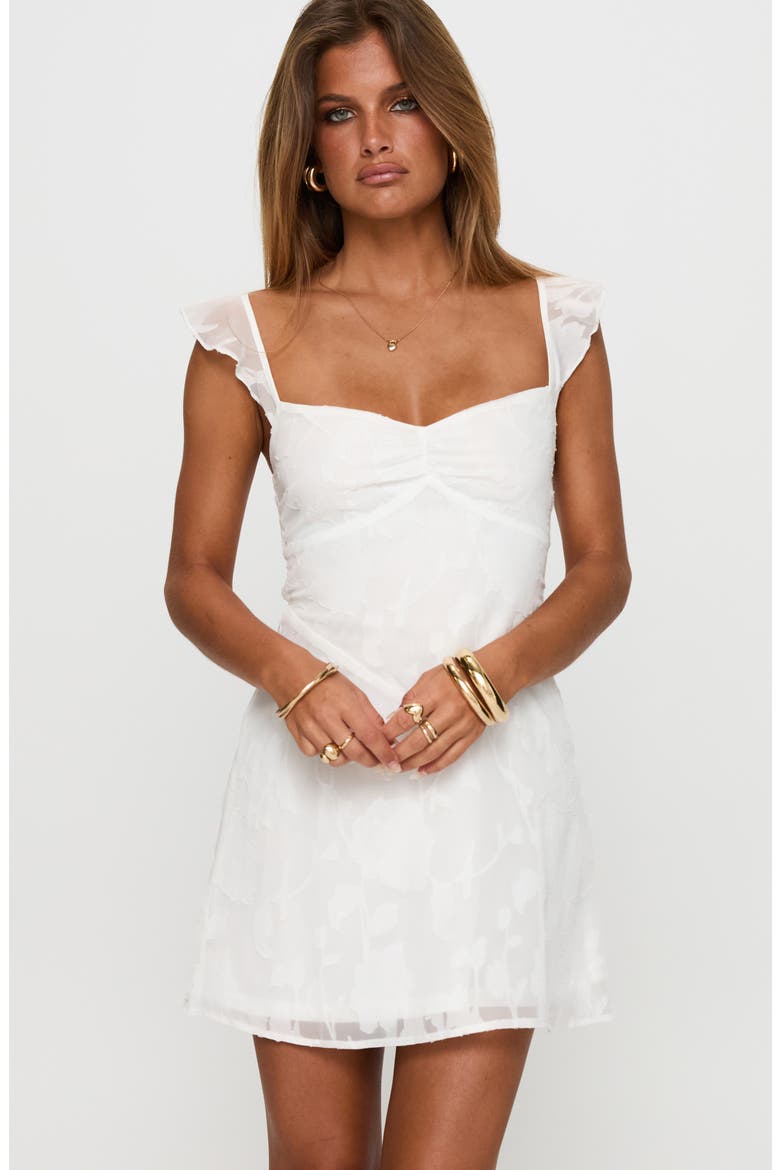Past & Present Burnout Floral Minidress, Alternate, color, WHITE