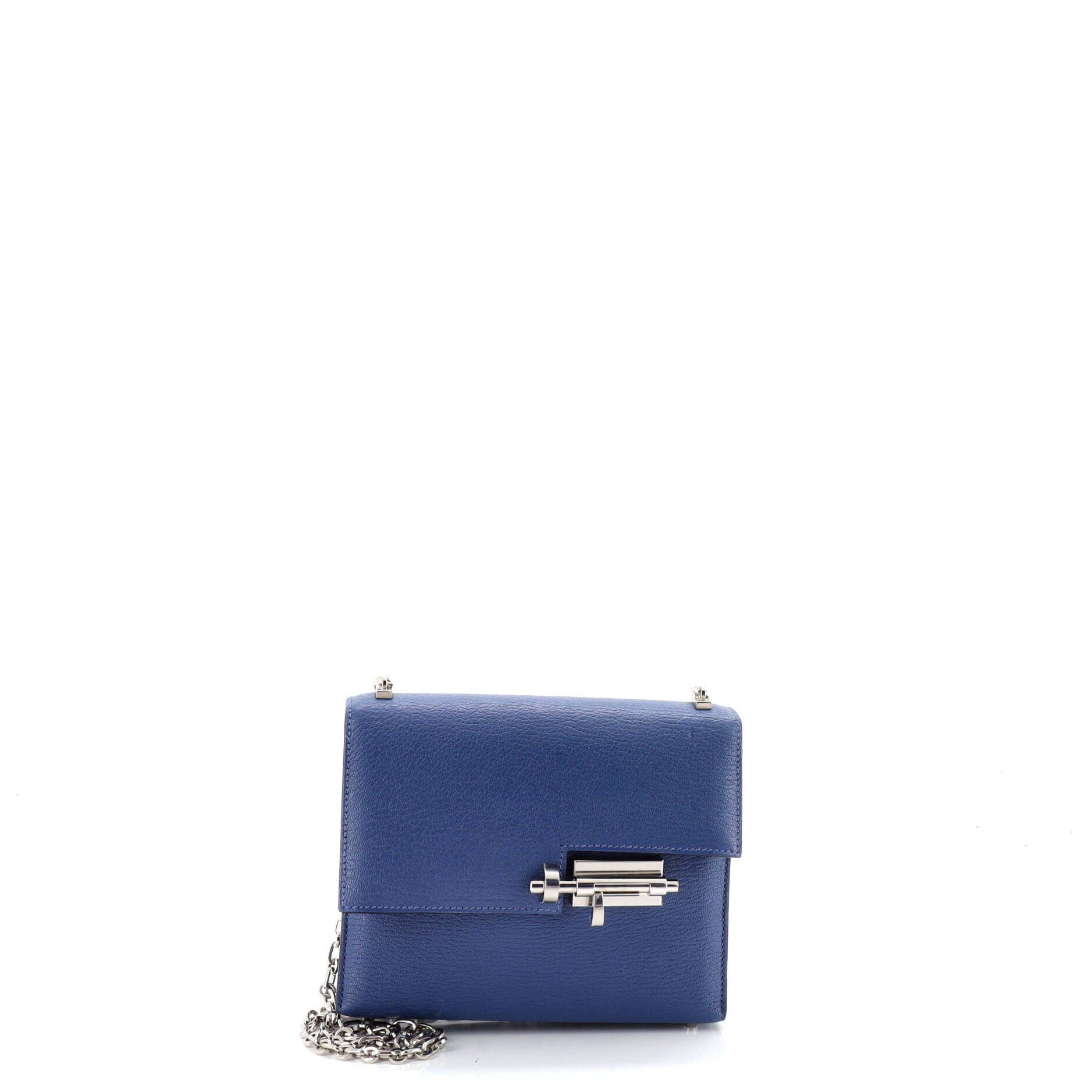 Pre-Owned Hermes Verrou Chaine Bag Chevre Mysore Mini, Main, color, Bleu Brighton