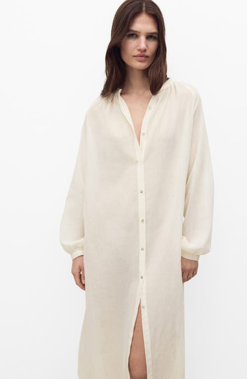 Mango Long Sleeve Cotton Nightgown In Neutral