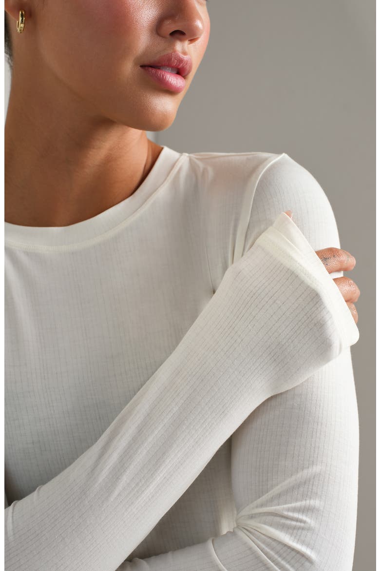 Featherweight Rib Long Sleeve T-Shirt, Alternate, color, IVORY