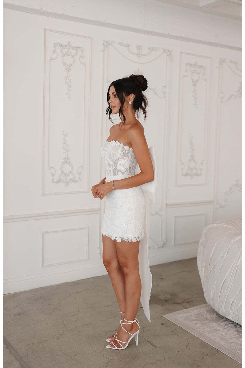 Rosalie Bow Mini Dress, Alternate, color, Ivory