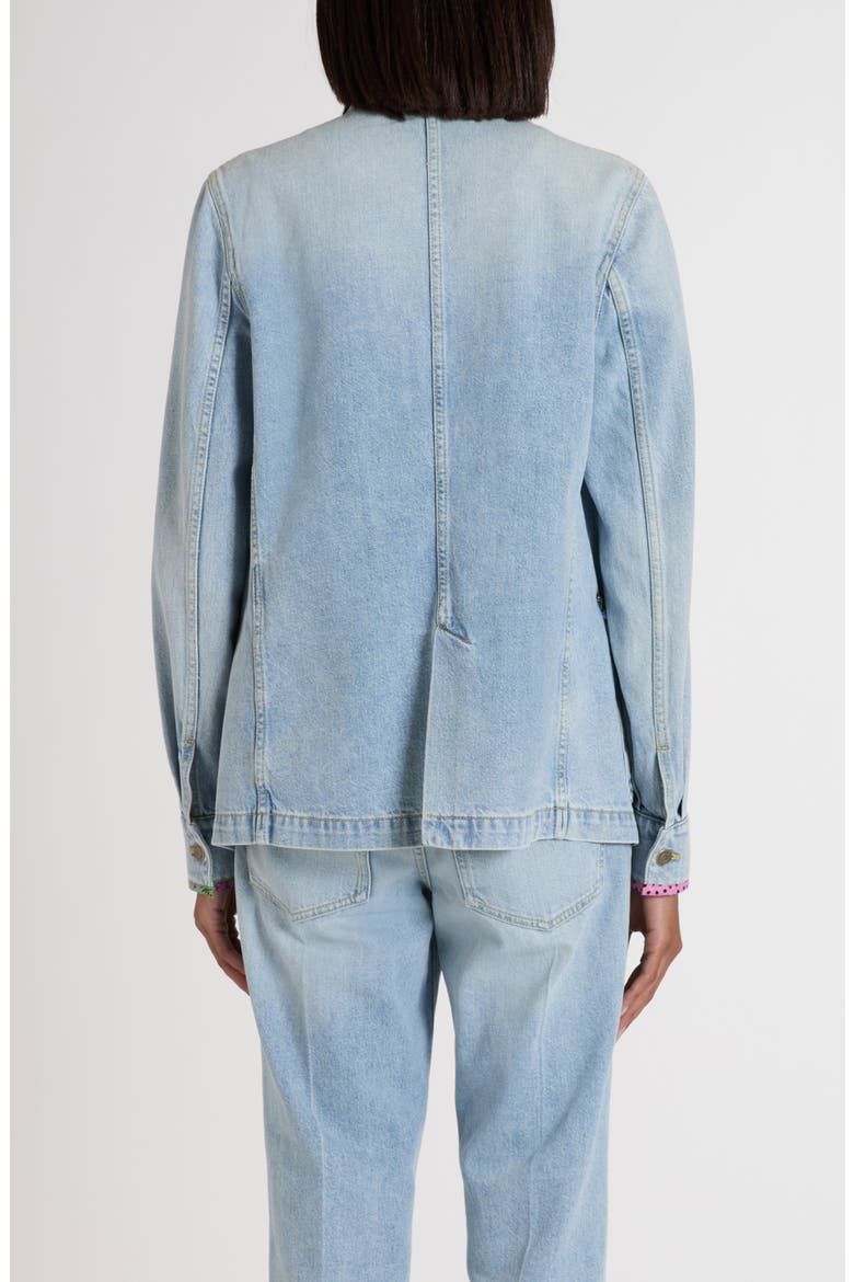 Contrast Border Denim Jacket, Alternate, color, DENIM