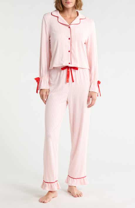 French Connection Striped Ruffle Pajama Set