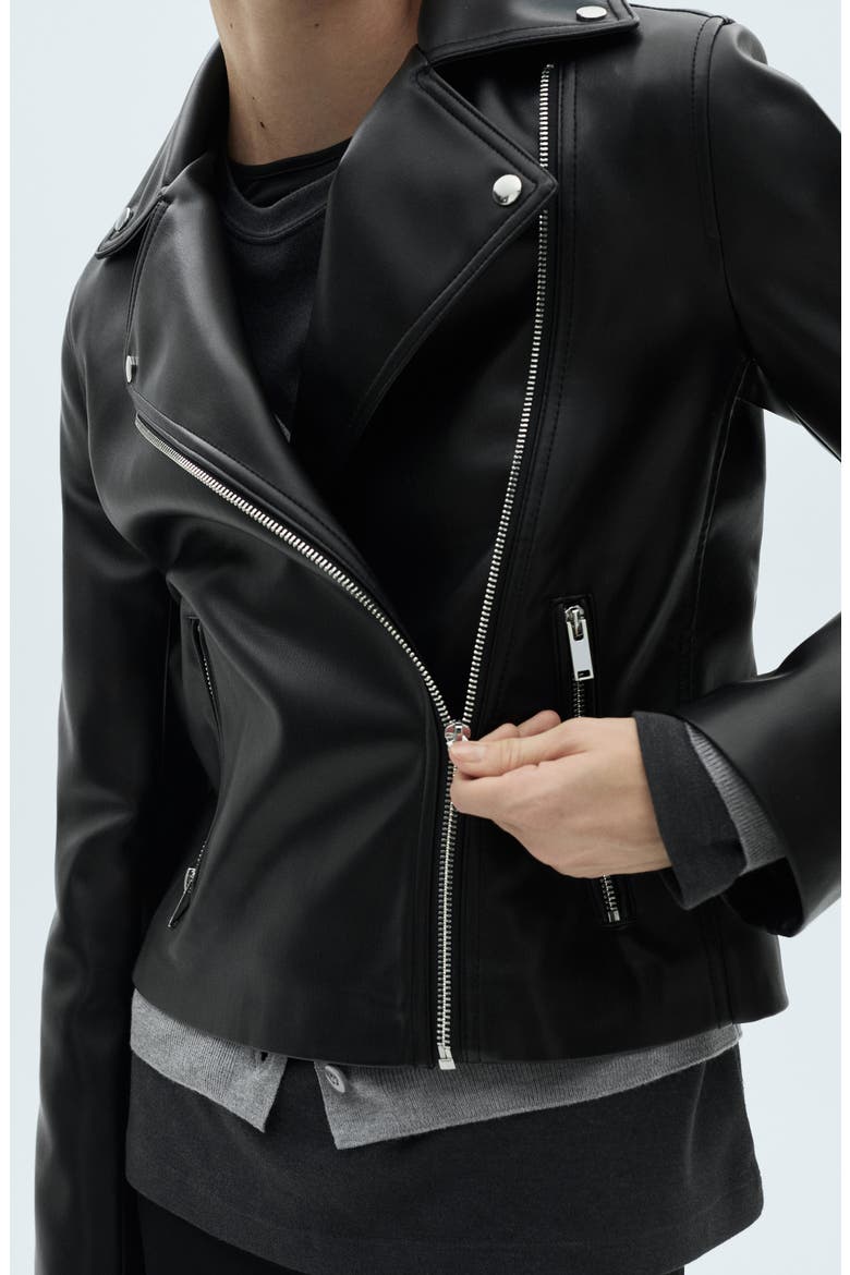 Faux Leather Moto Jacket, Alternate, color, BLACK