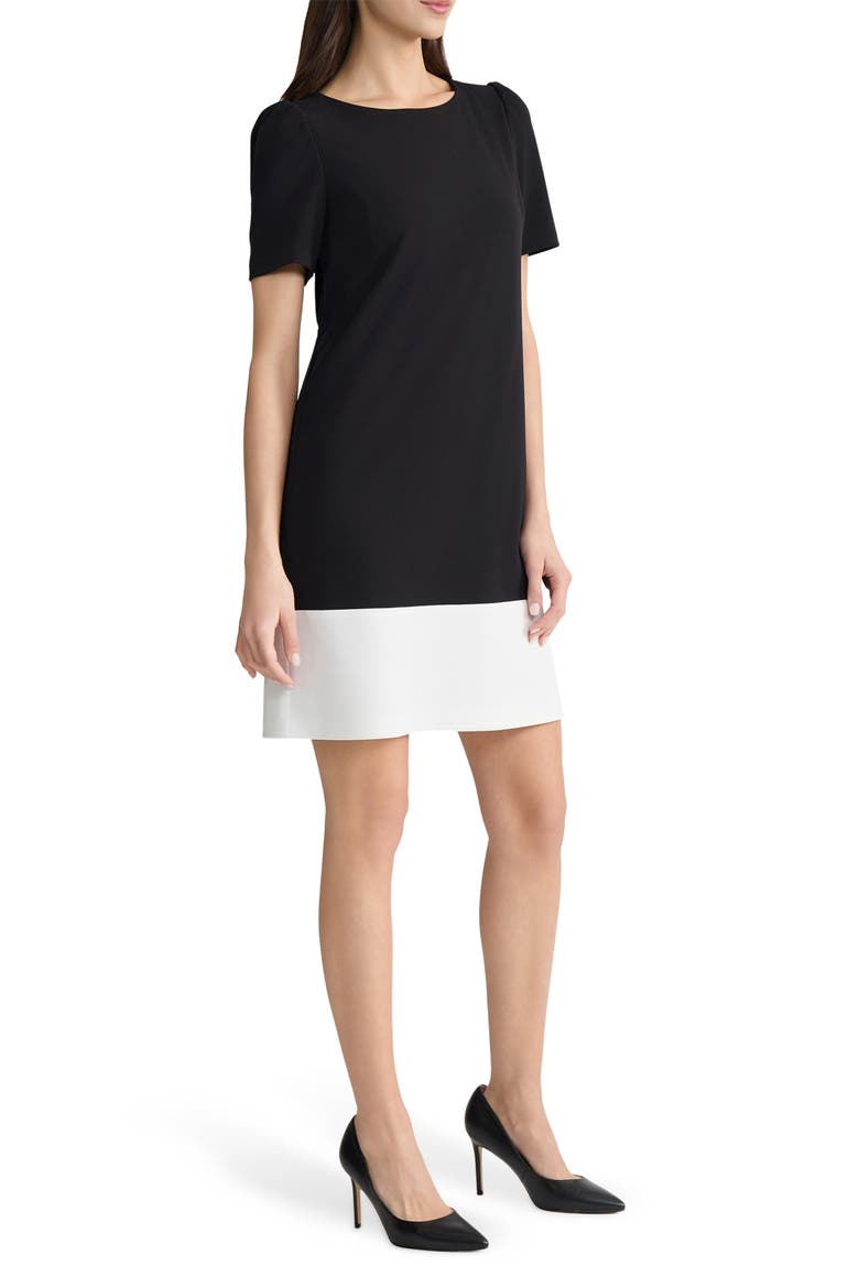 Colorblock Shift Dress, Alternate, color, BLACK/ LILY WHITE