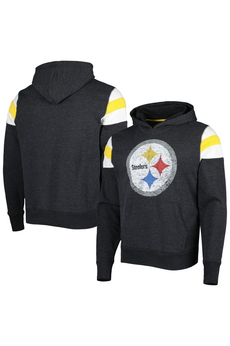 Men's '47 Heathered Heather Black Pittsburgh Steelers Premier Nico Pullover Hoodie, Alternate, color, Heather Black