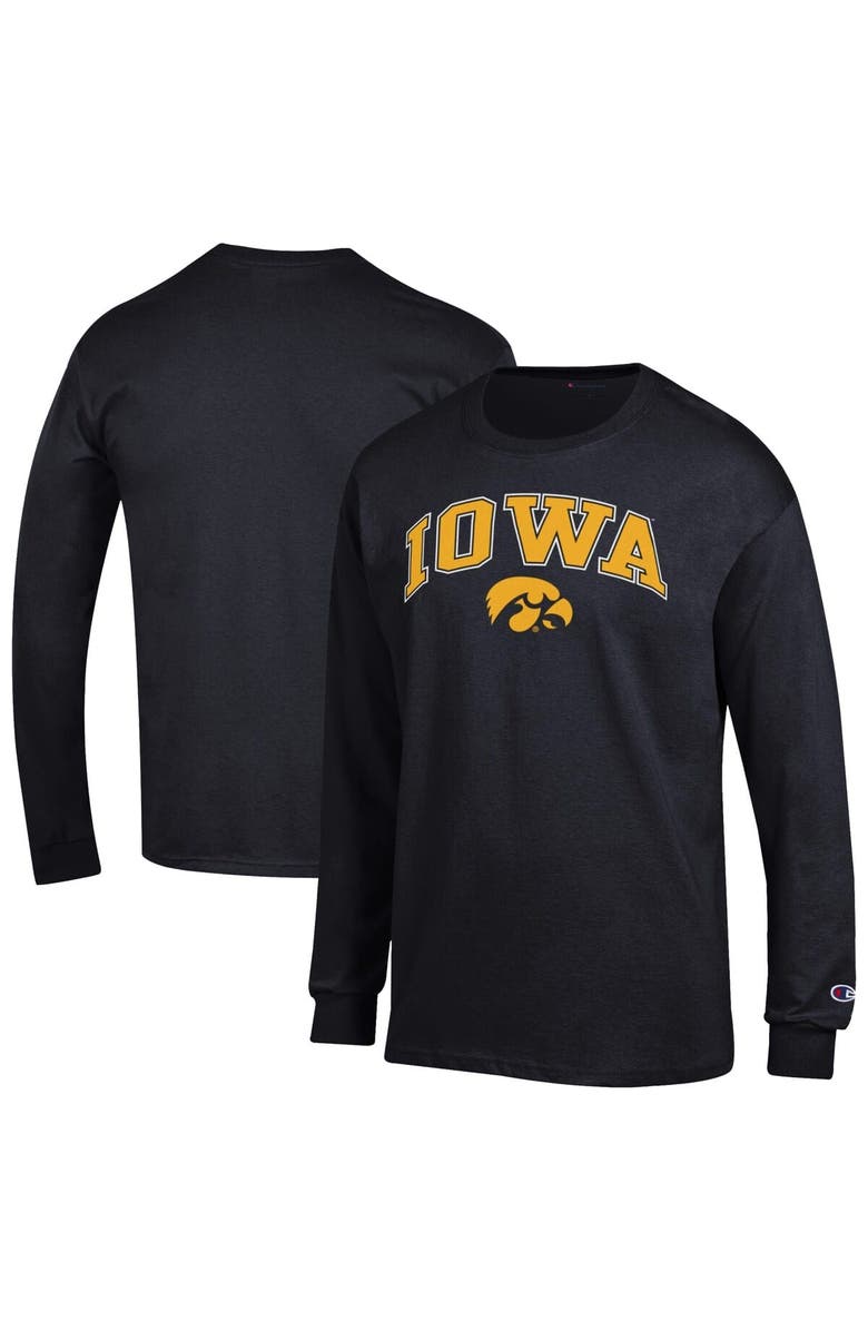 Champion Men's Champion  Black Iowa Hawkeyes Arch Over Logo Long Sleeve T-Shirt, Alternate, color, Black
