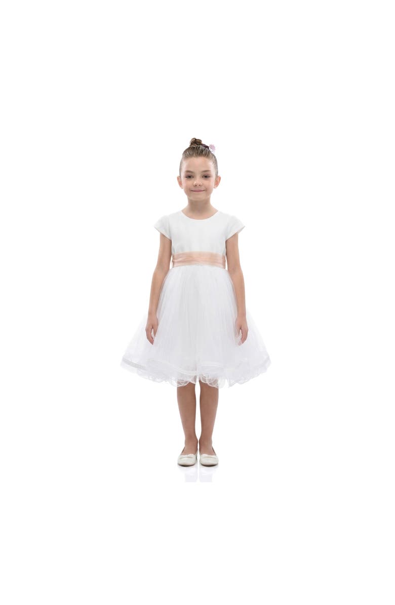 Tulleen Satin Ribbon Dress, Alternate, color, White