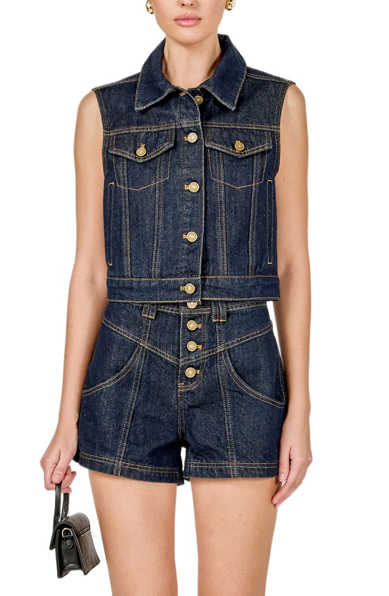 Endless Rose High Waist Denim Shorts, Alternate, color, Dark Navy