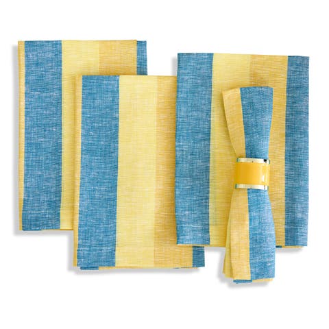 Linen Dinner Napkins - Cabana Stripe, 20" x 20"