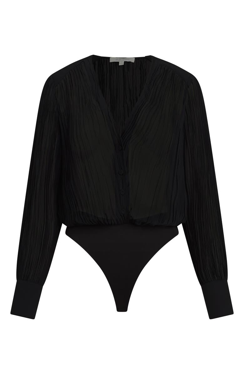 Favorite Daughter The Change Me Plissè Bodysuit, Alternate, color, Black