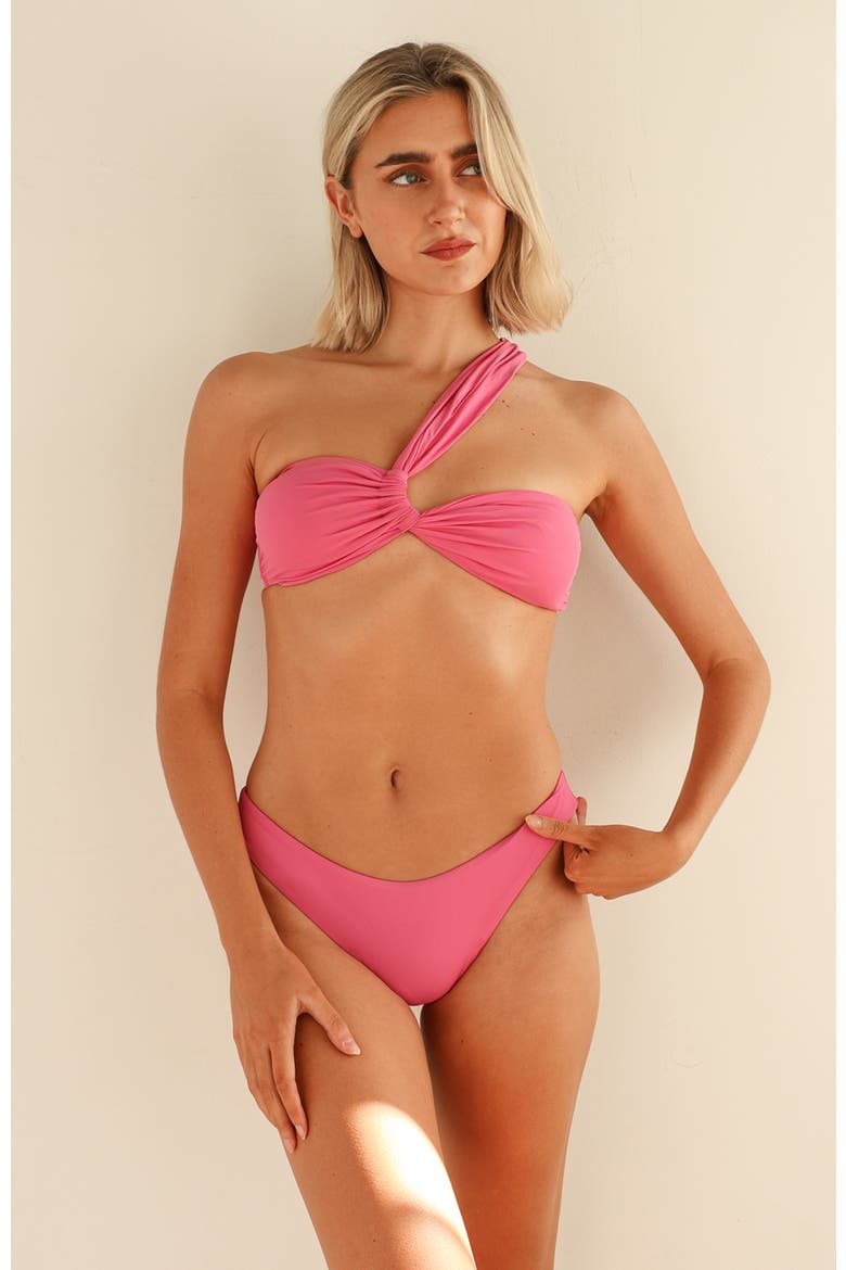 Frankie Asymmetrical Bandeau Bikini Top, Alternate, color, Wild Orchid