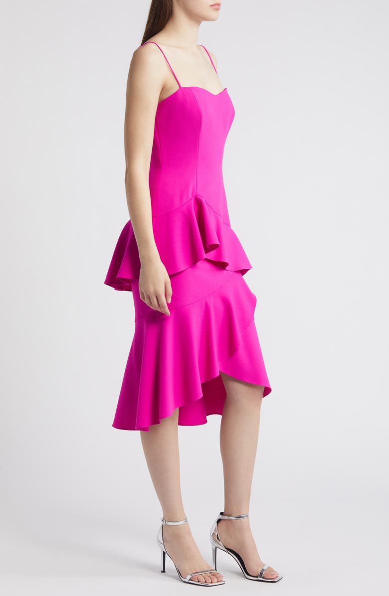 Black Halo Barbados Tiered Ruffle Midi Dress, Alternate, color,