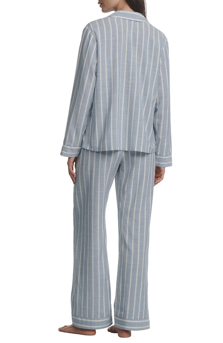 Eberjey Nautico Stripe Long Sleeve Top & Pants Pajamas, Alternate, color, Classic Stripe Slate Blue/Ivor