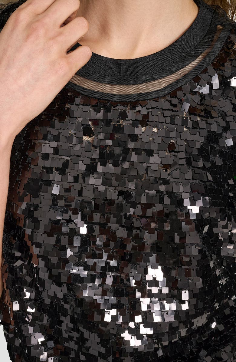 DKNY Layered Mesh Sequin Top, Alternate, color, Black