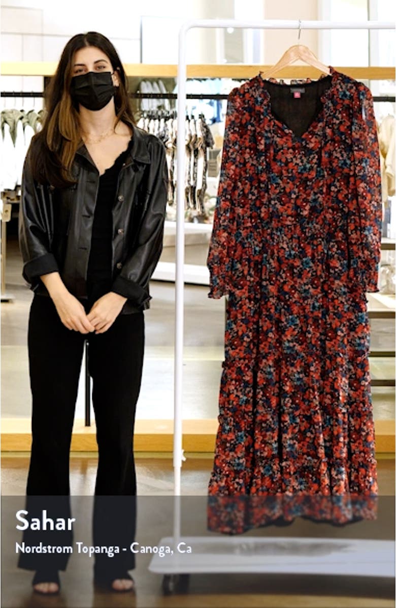 Autumn Floral Print Tiered Long Sleeve Maxi Dress, sales video thumbnail