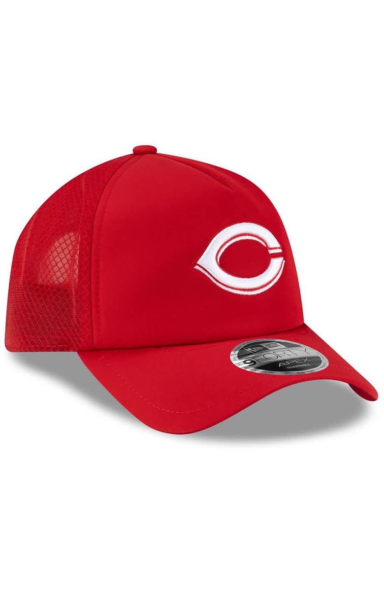 New Era Men's New Era Red Cincinnati Reds 2026 Batting Practice Apex 9FORTY Adjustable Trucker Hat, Alternate, color, Red