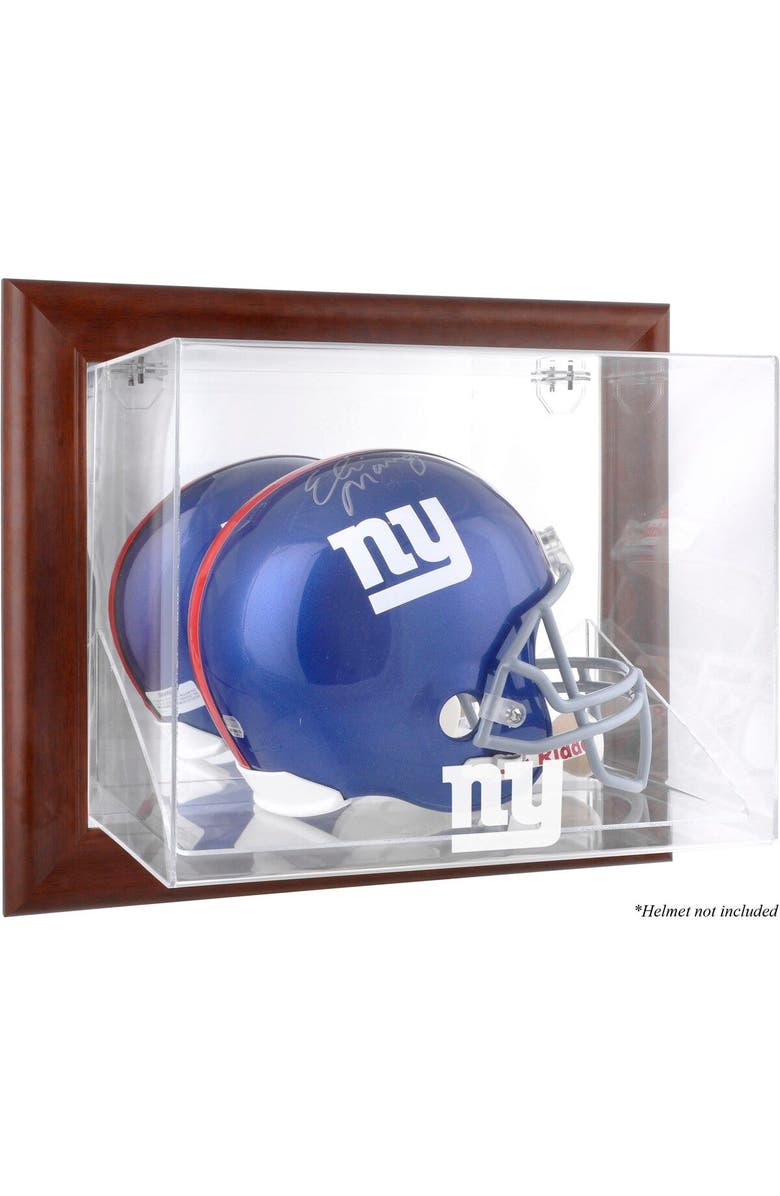 FANATICS AUTHENTIC New York Giants Brown Framed Wall-Mountable Logo Helmet Case, Main, color, 