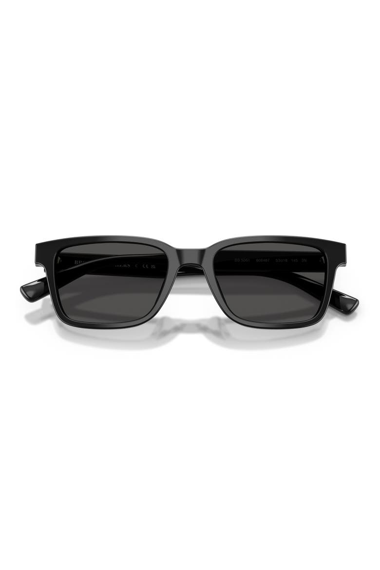53mm Rectangular Sunglasses, Alternate, color, BLACK / DARK GREY