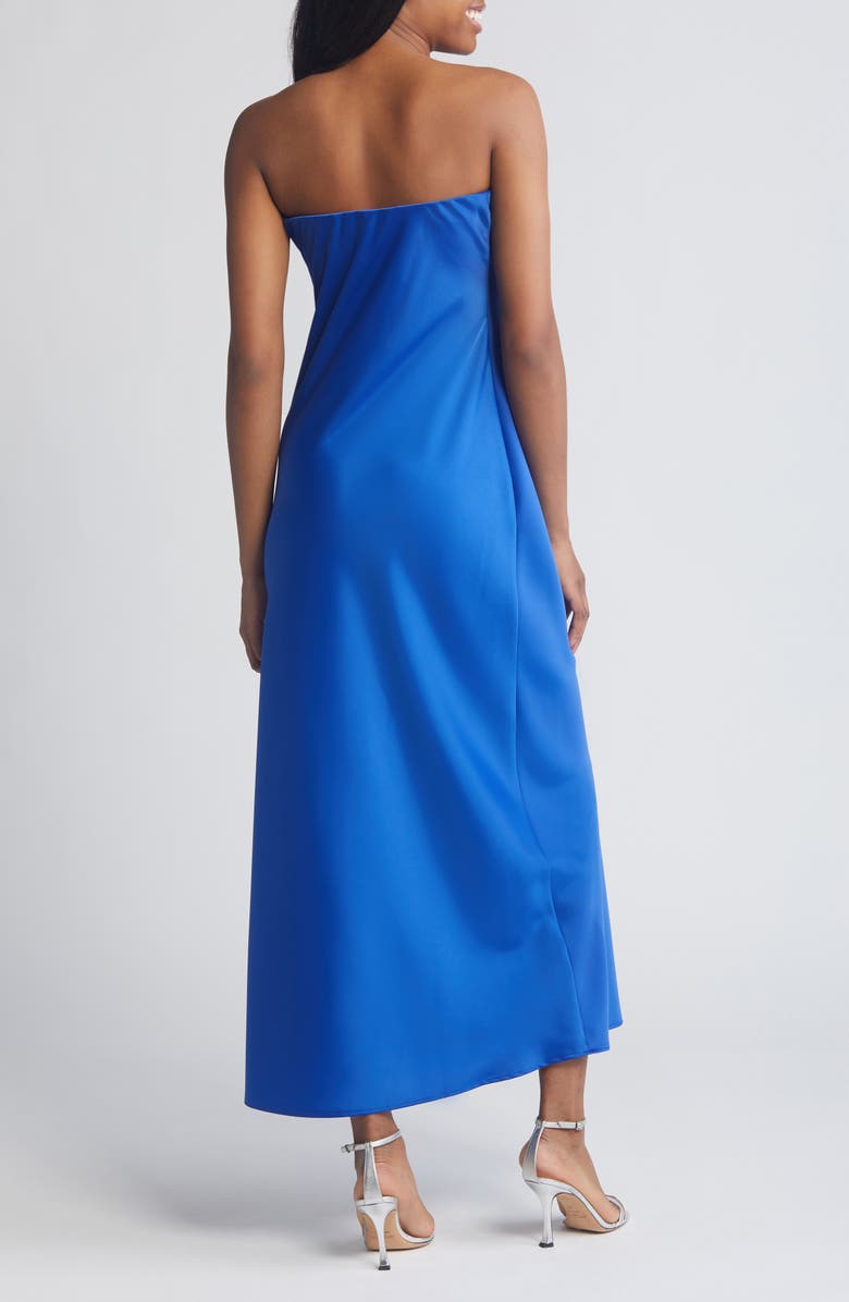 WAYF Strapless Matte Satin Bias Cut Gown, Alternate, color, Blue