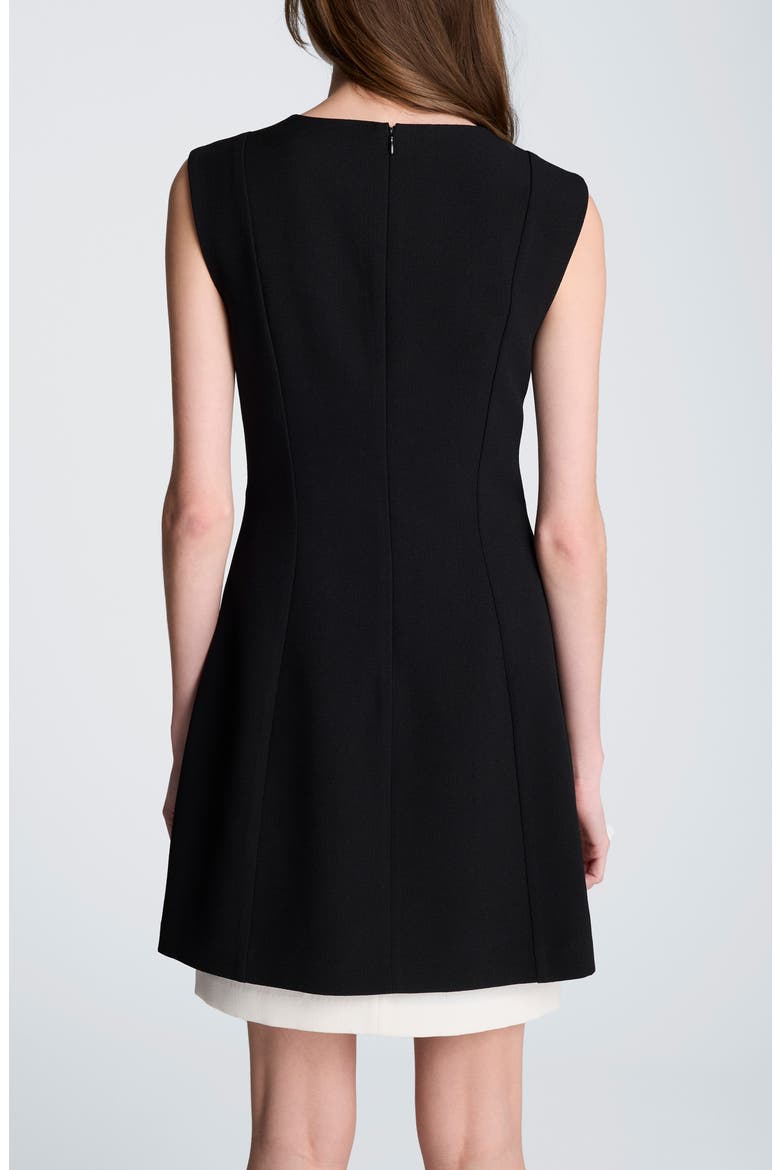 Colorblock Hem Fit and Flare Dress, Alternate, color, BLACK/ NATURAL WHITE