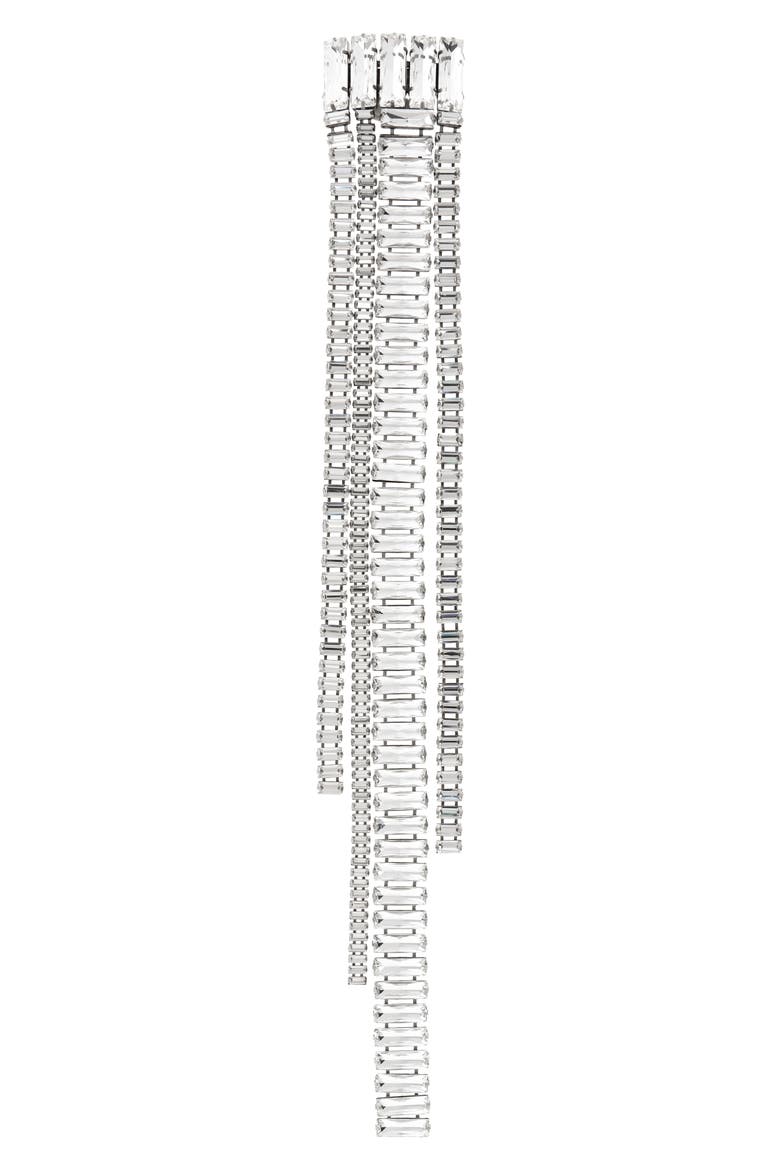 Medium Crystal Baguette Fringe Barrette, Main, color, CLEAR/ SILVER