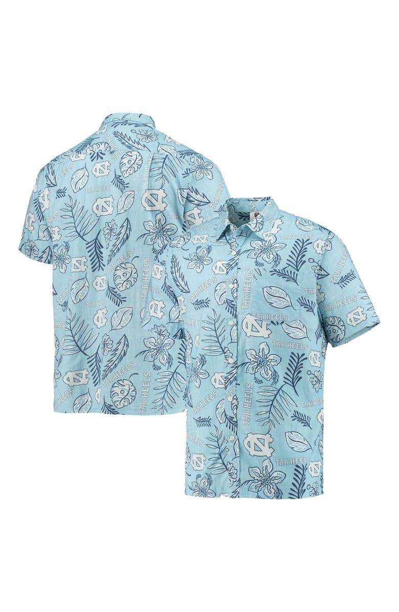 Wes & Willy Men's Wes & Willy Carolina Blue North Carolina Tar Heels Vintage Floral Button-Up Shirt, Main, color,