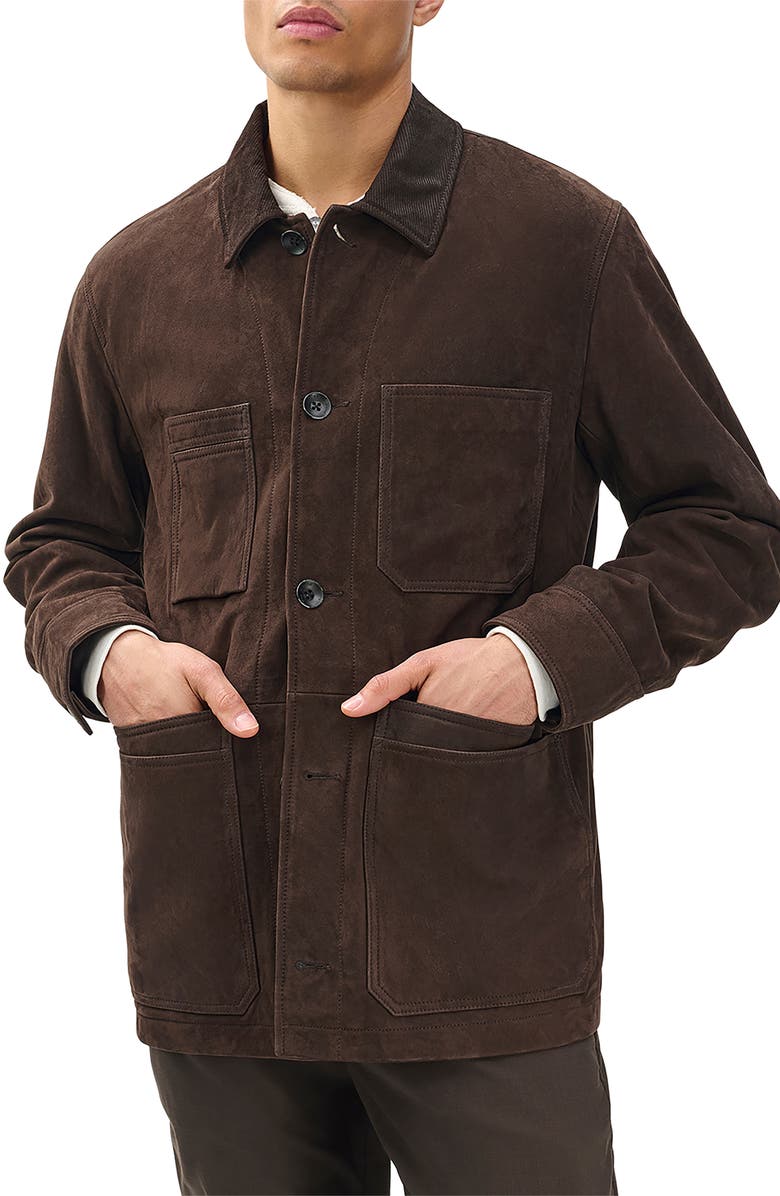 rag & bone Graham Suede Chore Jacket, Alternate, color, Brown