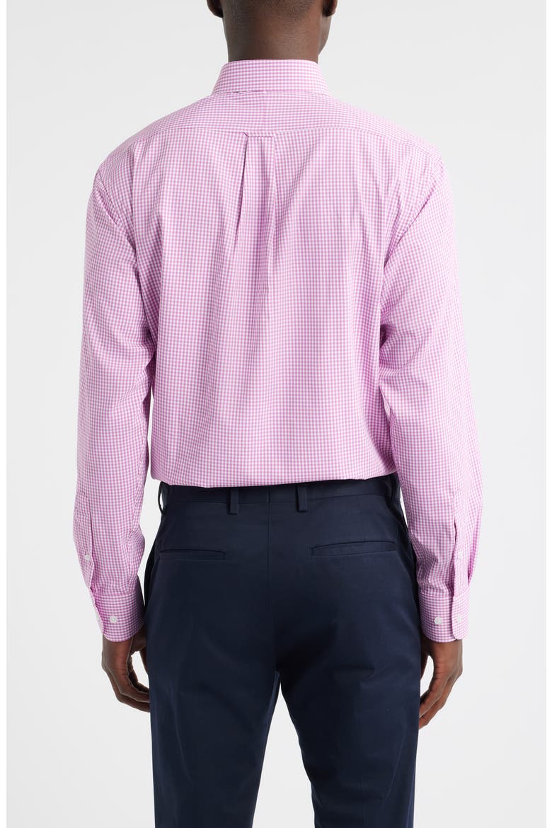 Regular Fit Red Gingham Check Cotton Twill Button-Down Shirt, Alternate, color, PURPLE