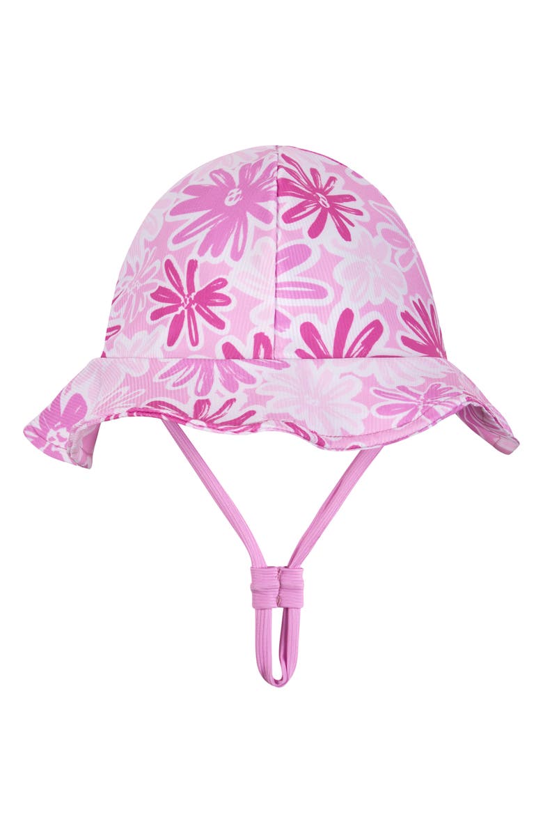 Andy & Evan One-Piece Rashguard Swimsuit & Hat Set, Alternate, color, Pink Floral