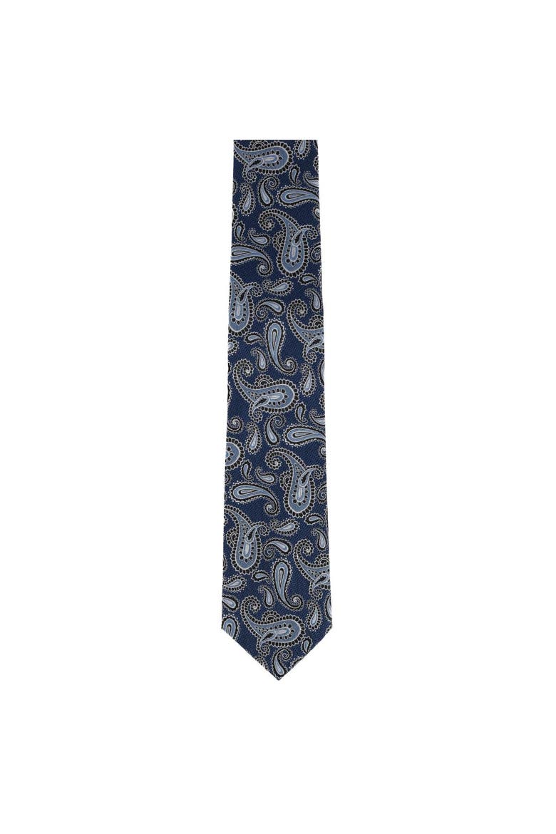 Wharton Wavy Paisley Silk Novelty Necktie, Alternate, color, Navy Blue