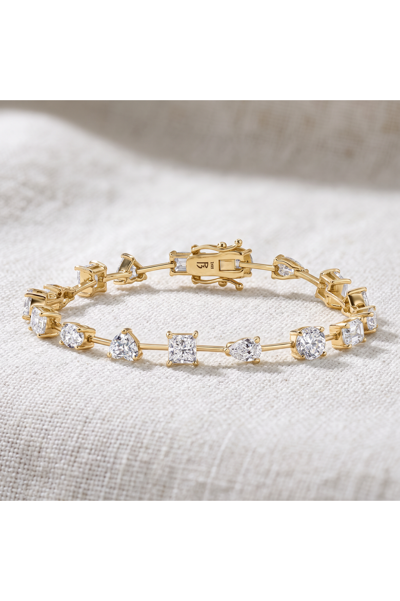 9Ct Mixed Cut Spaced Diamond Tennis Bracelet 14k Gold Lab Grown 7", Alternate, color, 14k White Gold