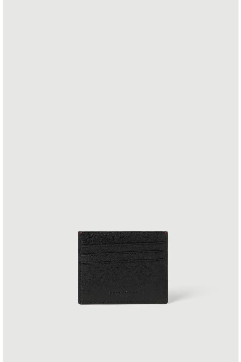 Brushed leather card holder, Alternate, color, Black