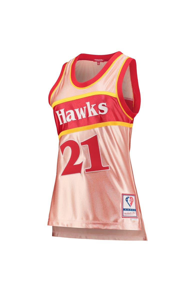 Women's Mitchell & Ness Dominique Wilkins Pink Atlanta Hawks 75th Anniversary Rose Gold 1986 Swingman Jersey, Alternate, color, Pink