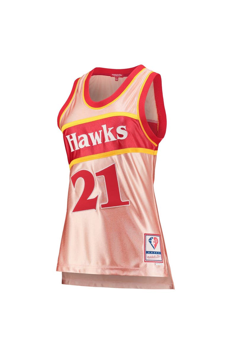 Mitchell & Ness Women's Mitchell & Ness Dominique Wilkins Pink Atlanta Hawks 75th Anniversary Rose Gold 1986 Swingman Jersey, Alternate, color, 
