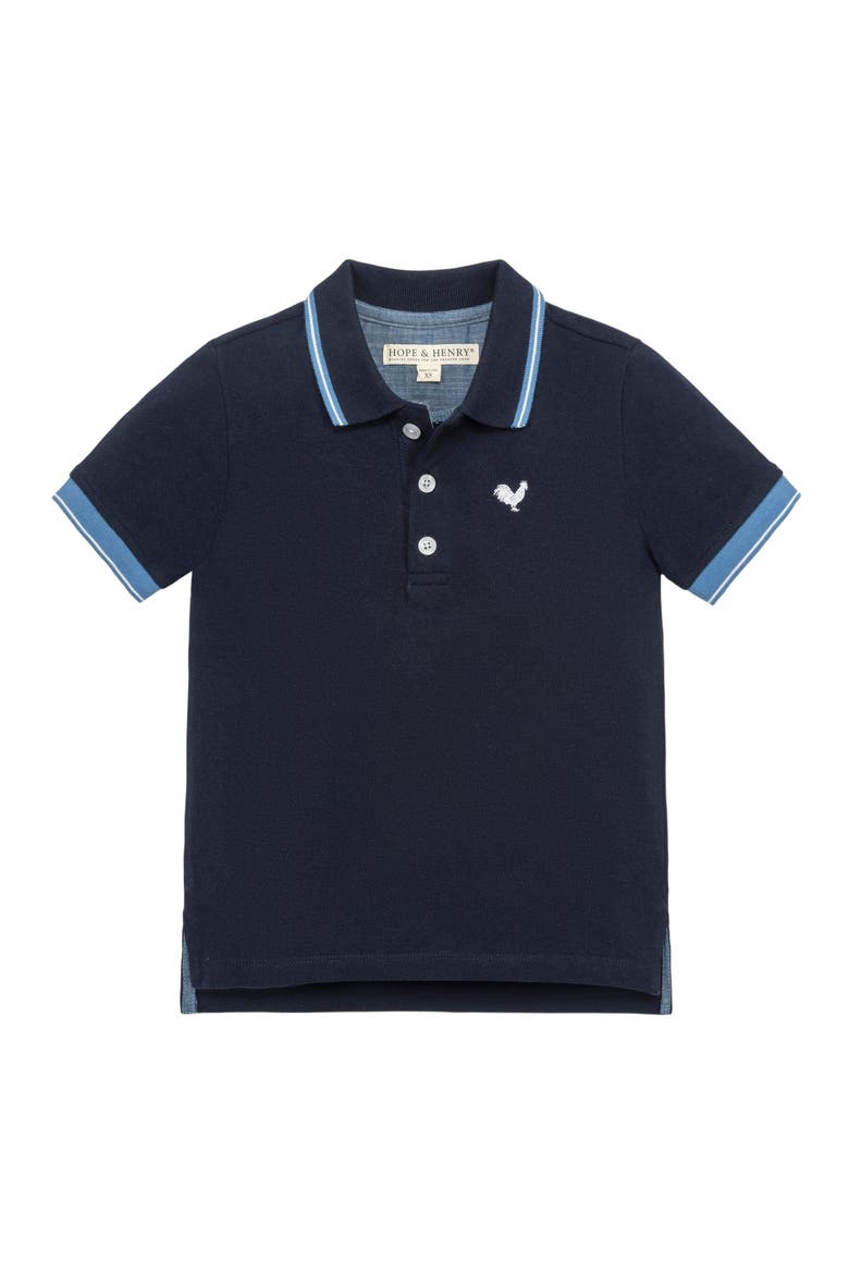 Baby Boys' Organic Pique Polo, Infant, Alternate, color, Navy with Blue and White