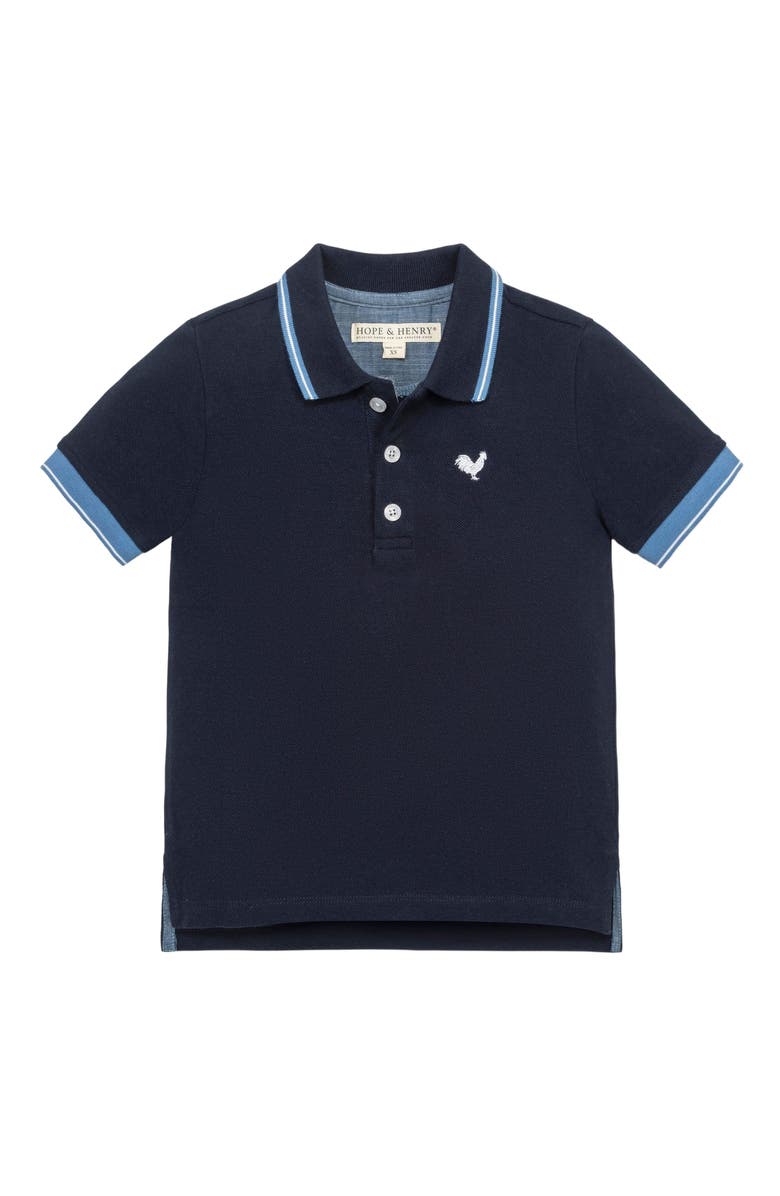 Hope & Henry Baby Boys' Organic Pique Polo, Infant, Alternate, color, Navy With Blue And White