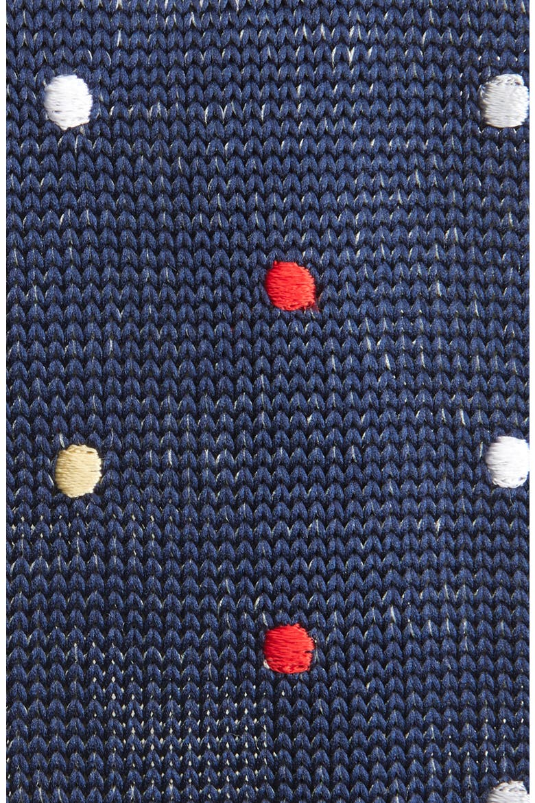 Multicolor Polka Dot Knit Silk Tie, Alternate, color, DENIM