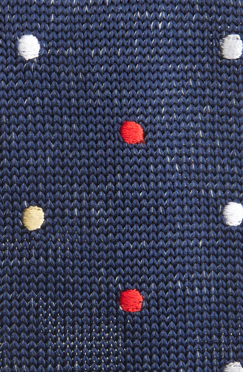 CLIFTON WILSON Multicolor Polka Dot Knit Silk Tie, Alternate, color, Denim