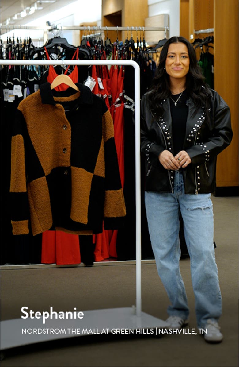 Oversize Check Teddy Jacket, sales video thumbnail