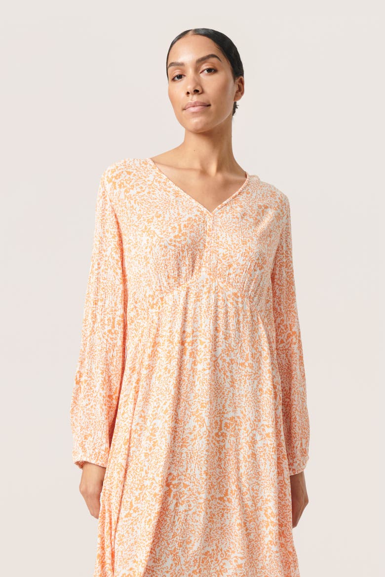 Zaya Knee-Length Long Sleeve Dress, Alternate, color, Tangerine Ditsy Print