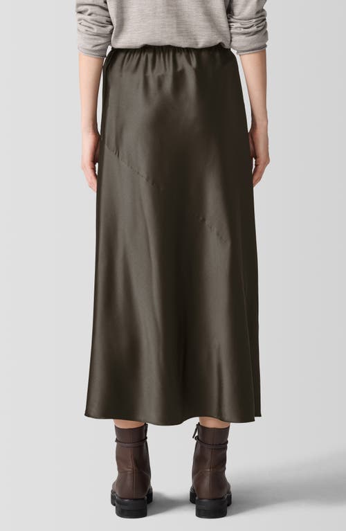 Eileen Fisher Bias Cut Stretch Silk Charmeuse Maxi Skirt In Green