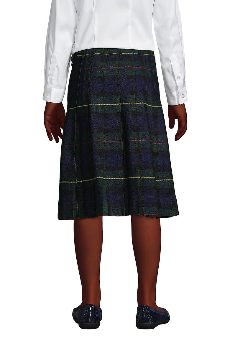 School Uniform Girls Plaid Pleated Skirt Below the Knee, Alternate, color, Hunter/Classic Navy Plaid