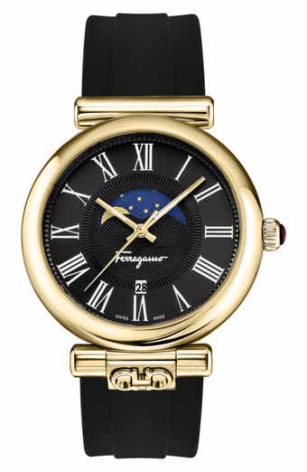 FERRAGAMO Ora Moonphase Silicone Strap Watch, 40mm