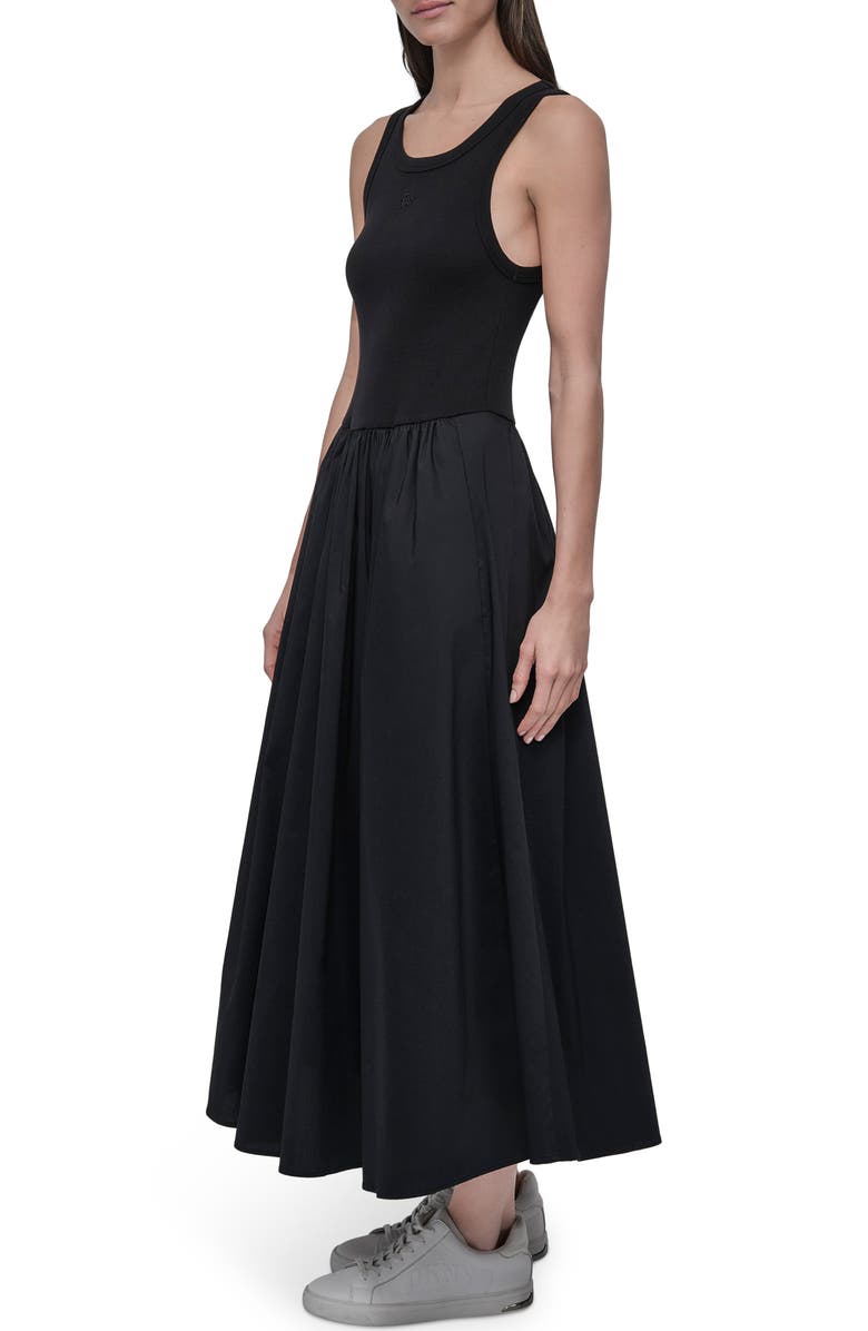DKNY Jeans Mixed Media Maxi Dress, Alternate, color, Black