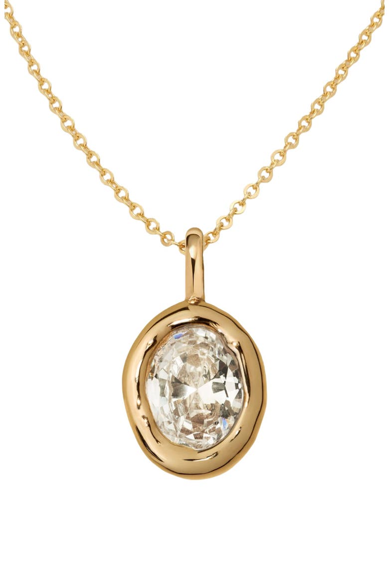 Tova Bezel Set Organic Charm Necklace, Main, color, Gold Vermeil