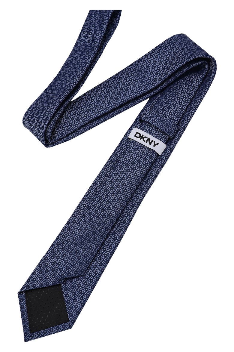 Geometric Neat Tie, Alternate, color, NVY/ BLUE