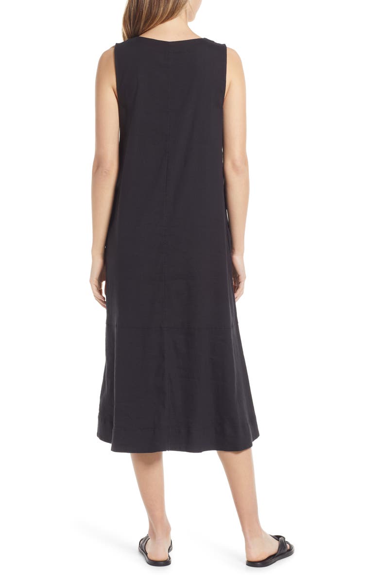 Nordstrom Sleeveless V-Neck Linen Blend Midi Dress, Alternate, color,
